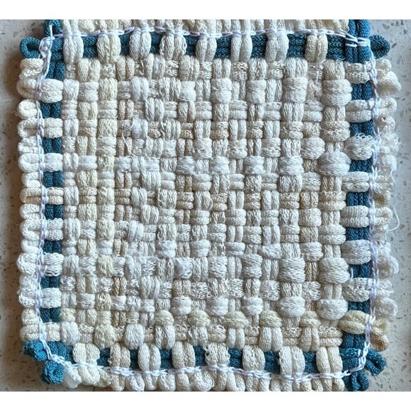 Handwoven Cotton Pot Holders Set Of 5 - Multicolor Large & Red/White/Blue Small - Picture 5 of 13